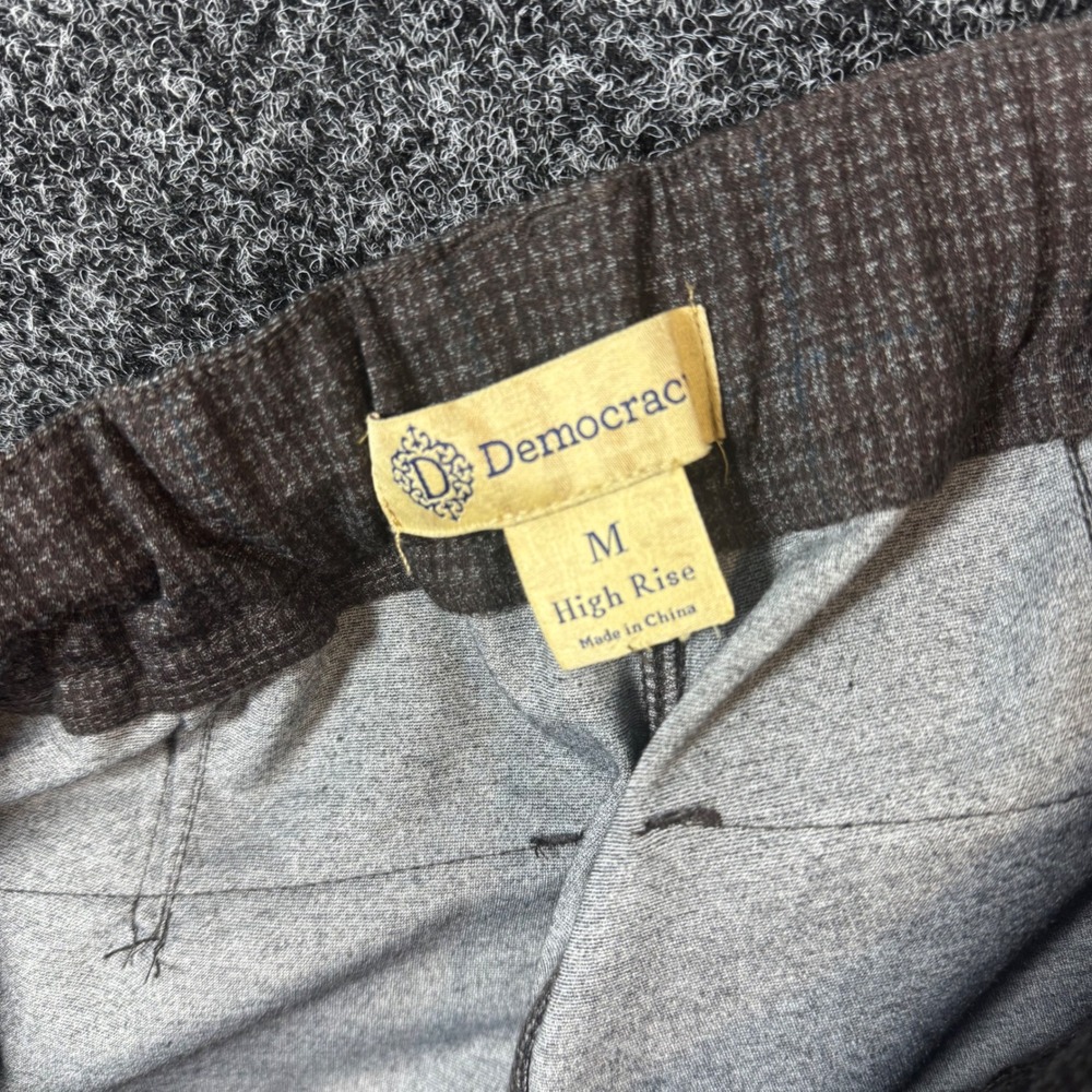 Democracy Womens Brown Plaid High Rise Straight Leg Cuffed Trousers BN22139Z5E M - Picture 3 of 8